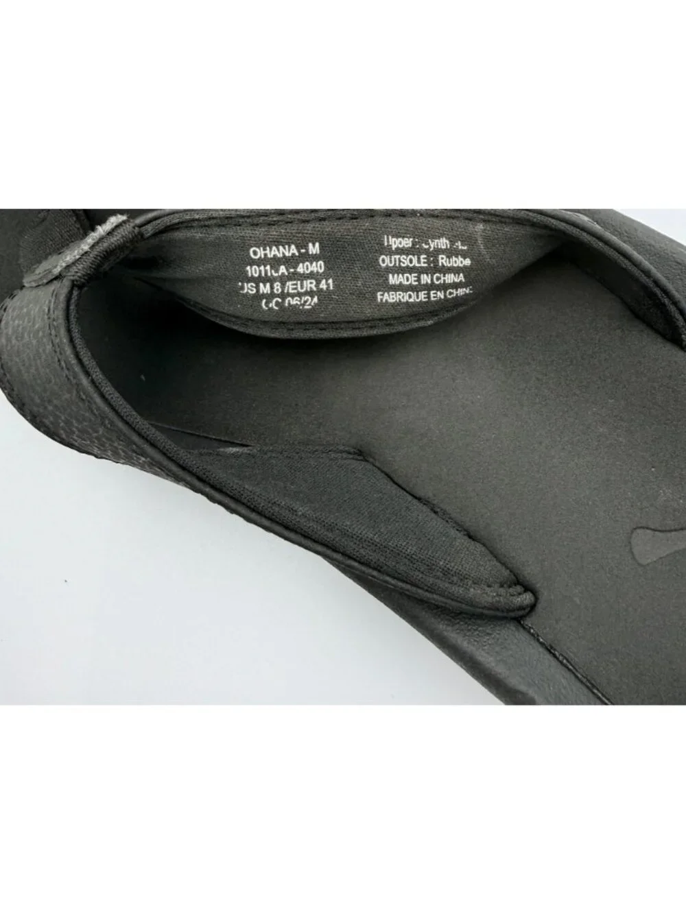Olukai Mens Black Ohana Flip-Flops Comfort Arch Support Water-Resistant US 8/ EU